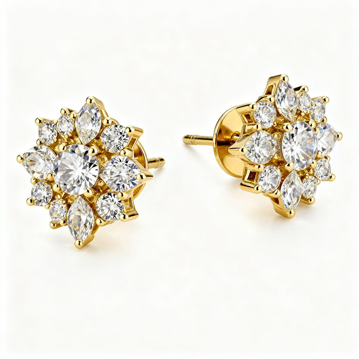 Multi-Shape Lab-Grown Diamond Luxe Back Earrings - YG 45deg