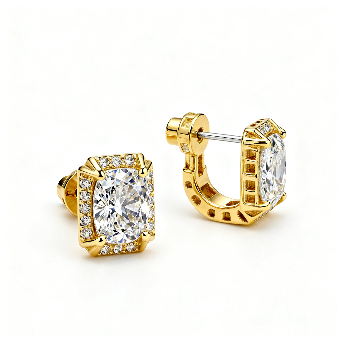 Multi-Shape Lab-Grown Diamond Luxe Back Earrings - YG Side