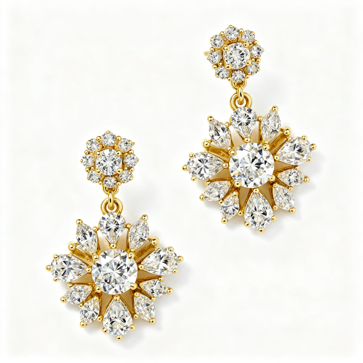 Multi-Shape Lab-Grown Diamond Luxe Back Earrings - YG Overhead