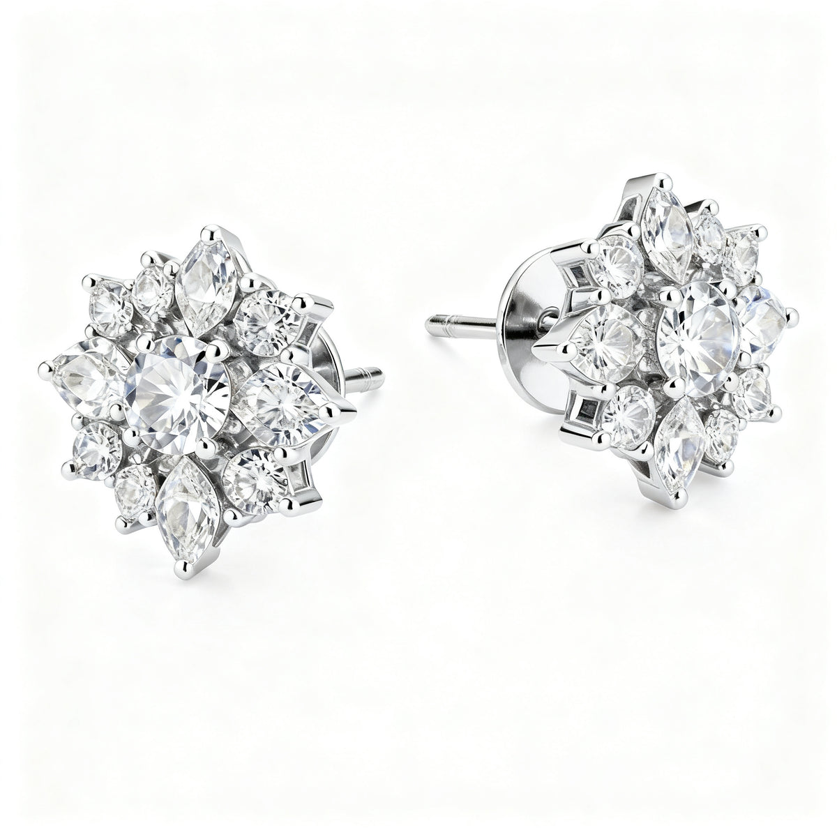 Multi-Shape Lab-Grown Diamond Luxe Back Earrings - WG 45deg