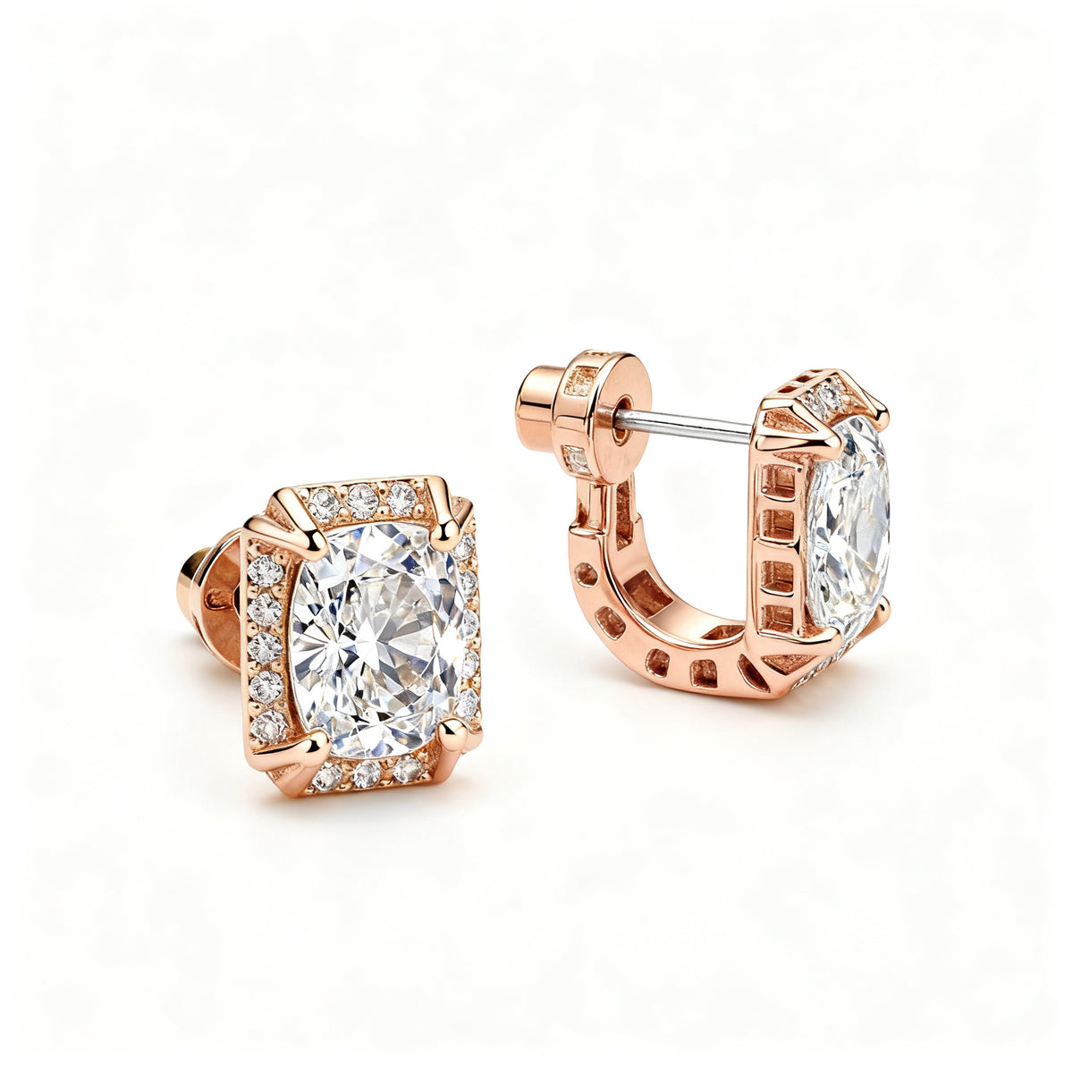 Multi-Shape Lab-Grown Diamond Luxe Back Earrings - RG Side