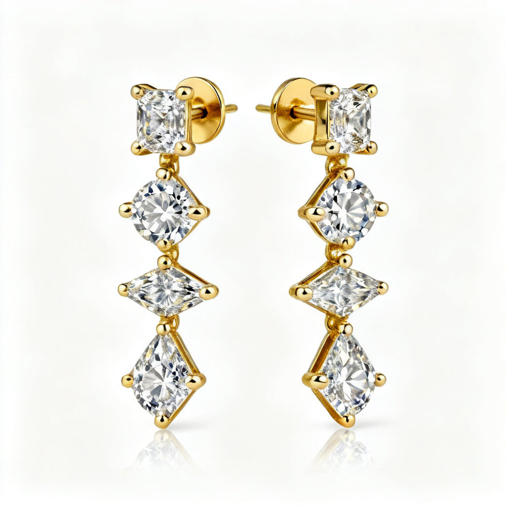 Multi-Shape Lab-Grown Diamond Luxe Back Earrings - YG Front