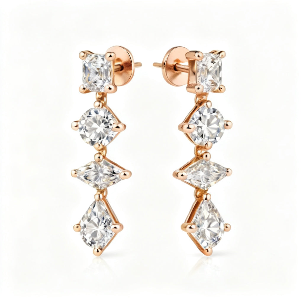 Multi-Shape Lab-Grown Diamond Luxe Back Earrings - RG Front