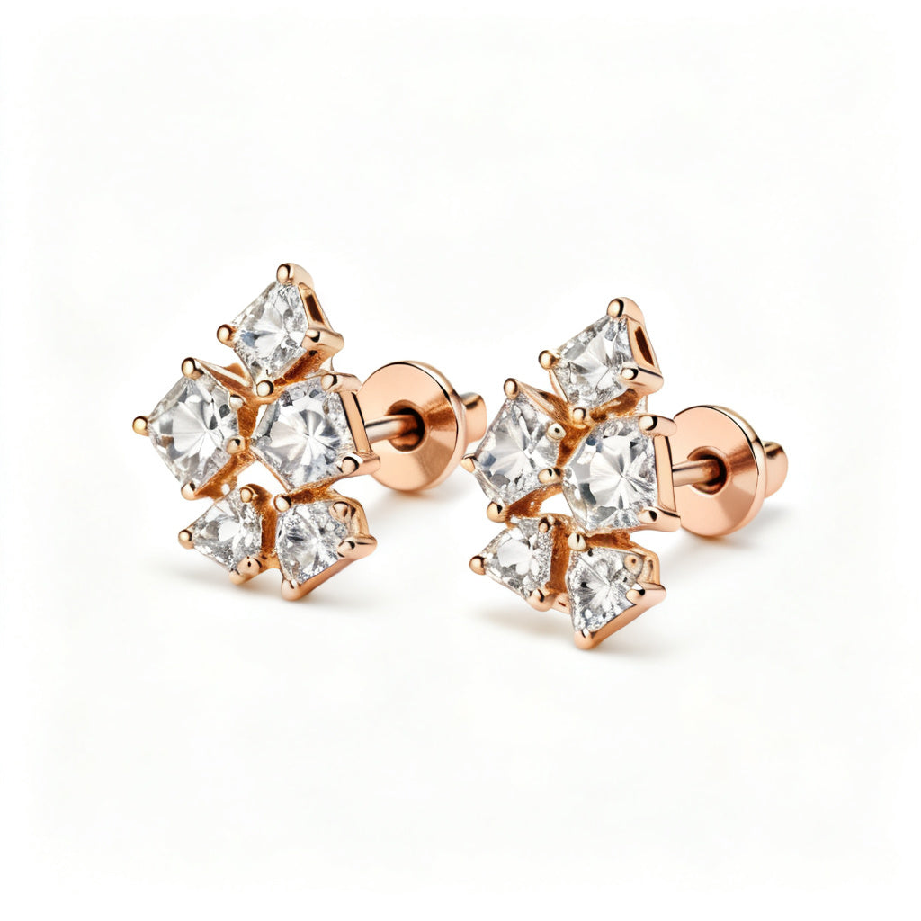 Multi-Shape Lab-Grown Diamond Luxe Back Earrings - RG 45deg