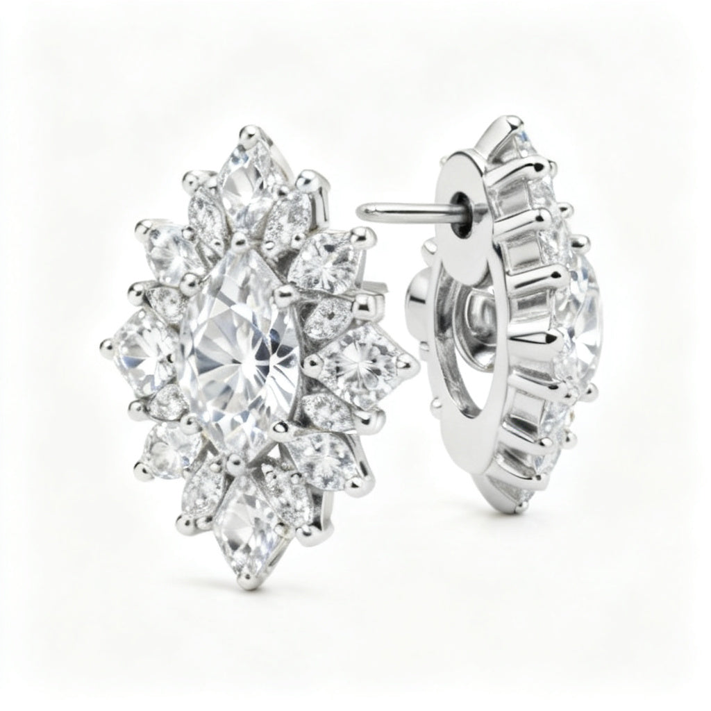 Multi-Shape Lab-Grown Diamond Luxe Back Earrings - WG Side