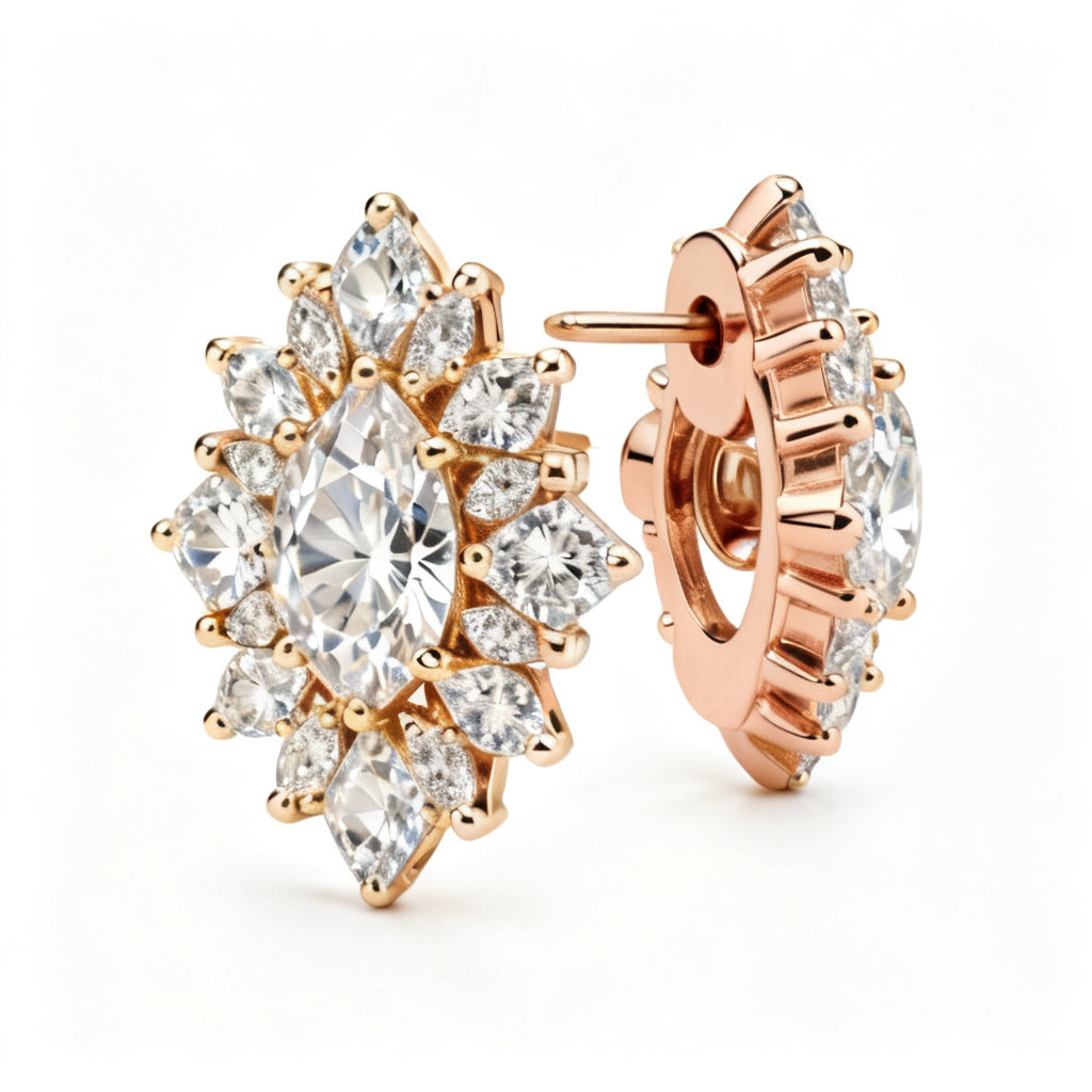 Multi-Shape Lab-Grown Diamond Luxe Back Earrings - RG Side