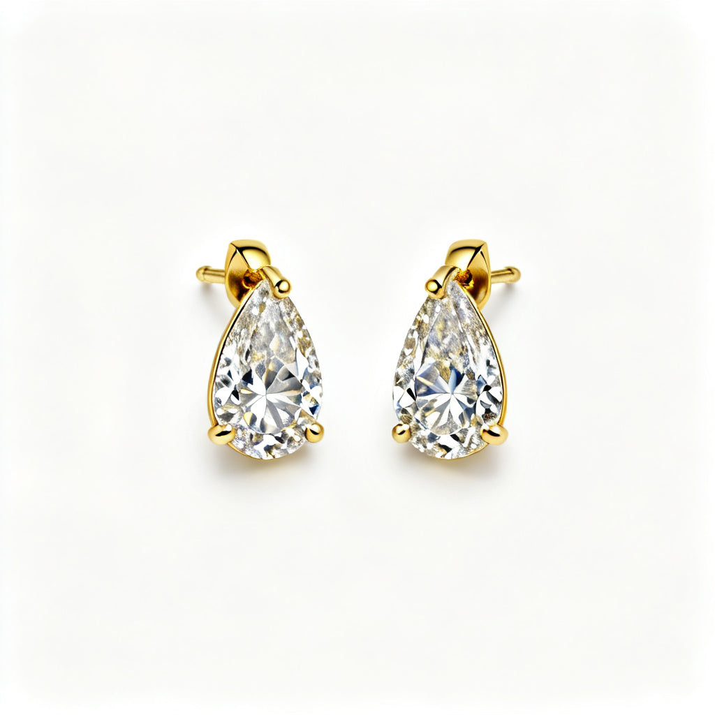 Pear Lab-Grown Diamond Luxe Back Earrings - YG Overhead