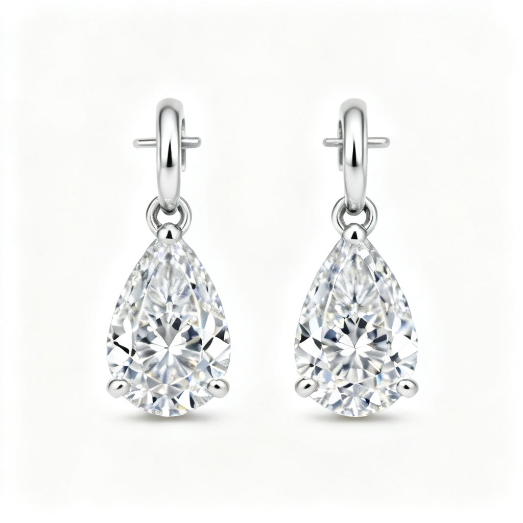Pear Lab-Grown Diamond Luxe Back Earrings - WG Front