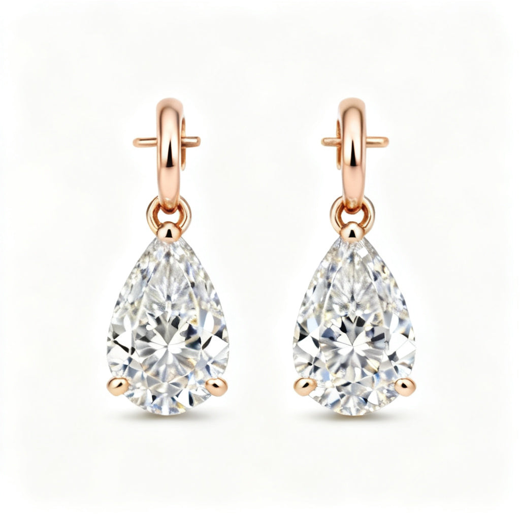 Pear Lab-Grown Diamond Luxe Back Earrings - RG Front