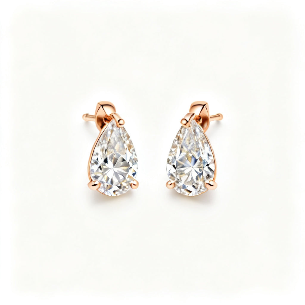 Pear Lab-Grown Diamond Luxe Back Earrings - RG Overhead