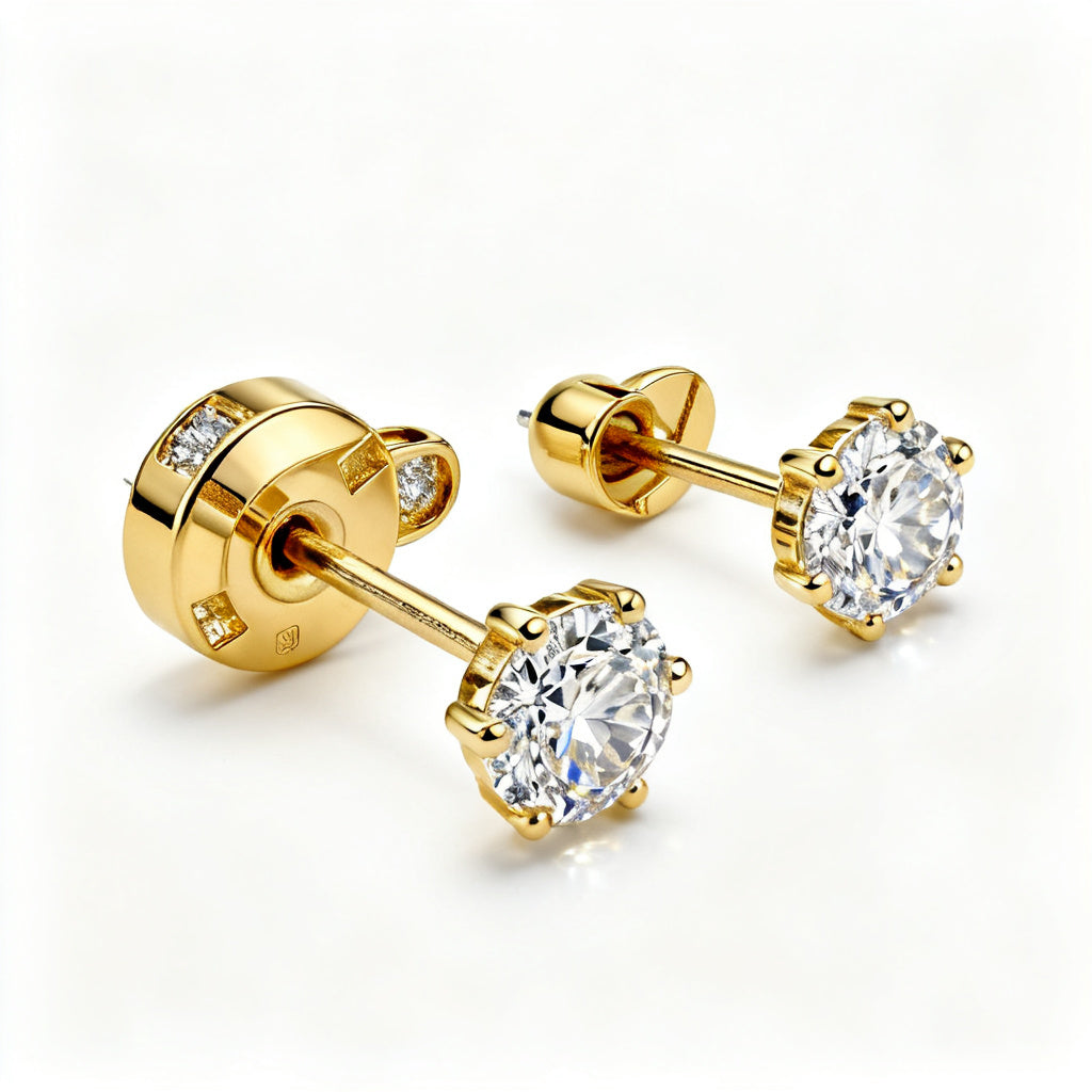 Lab-Grown Diamond Luxe Back Earrings - YG 45deg