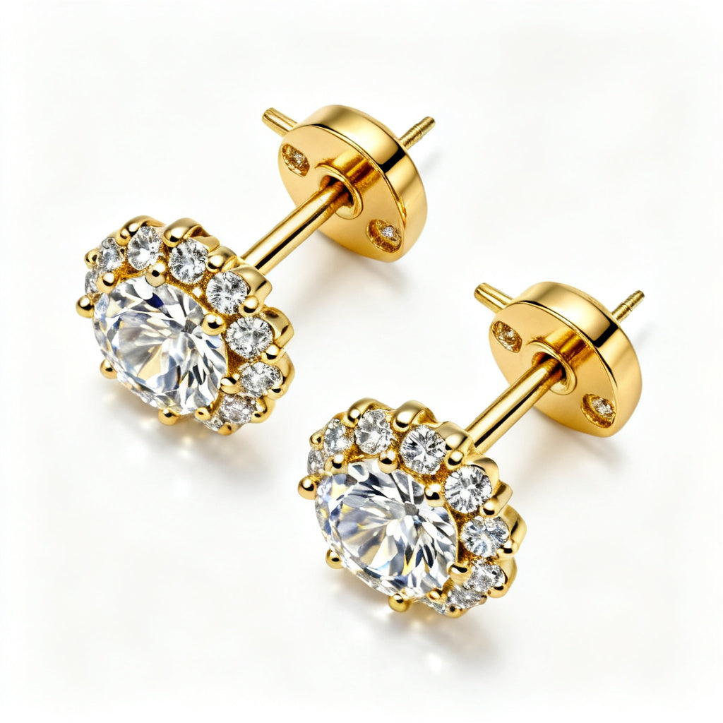 Lab-Grown Diamond Luxe Back Earrings - YG Overhead