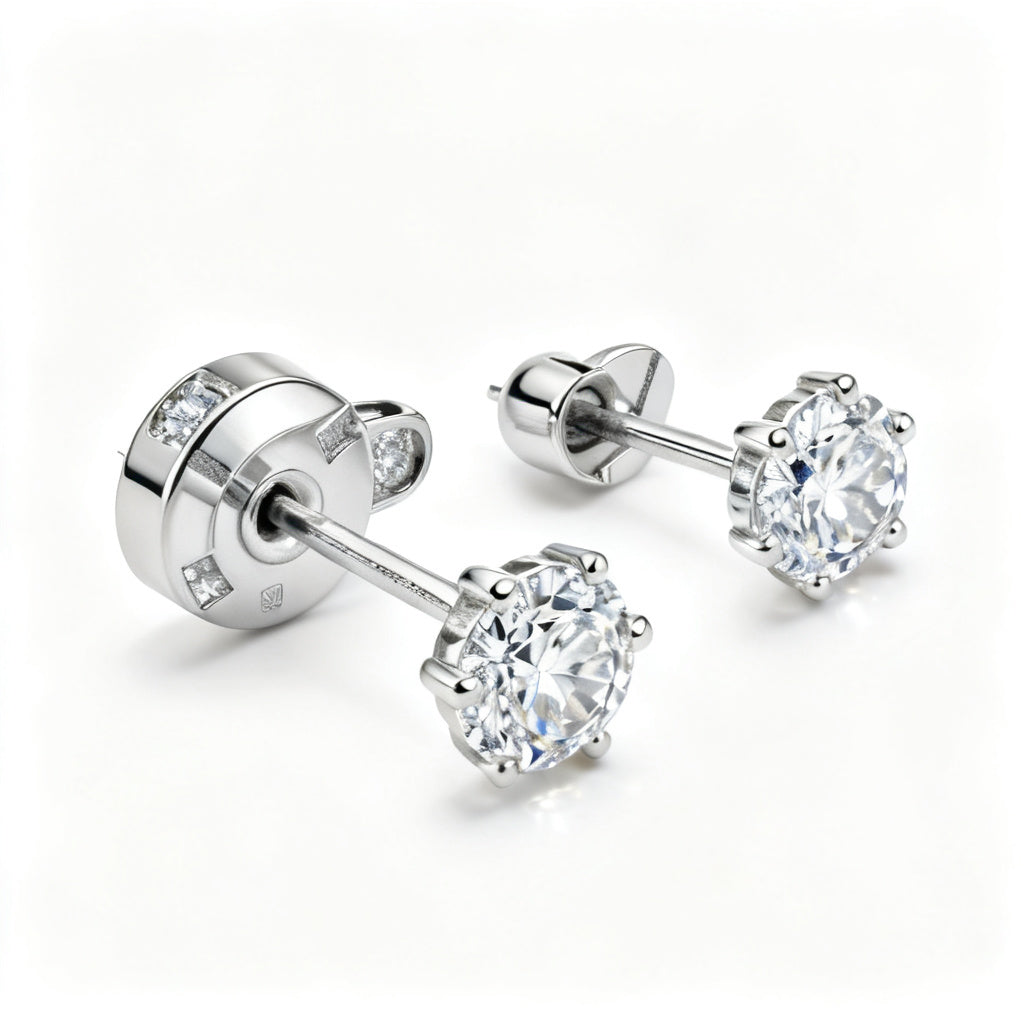Lab-Grown Diamond Luxe Back Earrings - WG 45deg