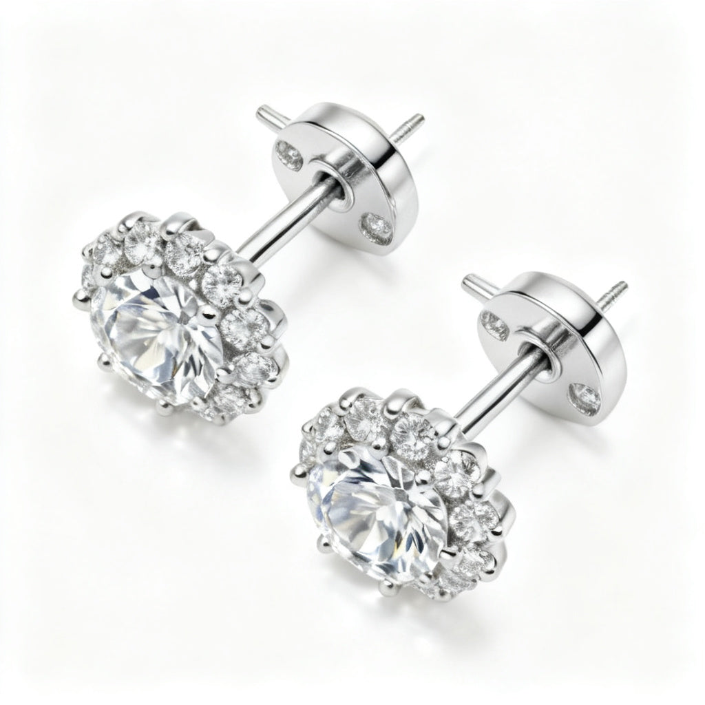 Lab-Grown Diamond Luxe Back Earrings - WG Overhead