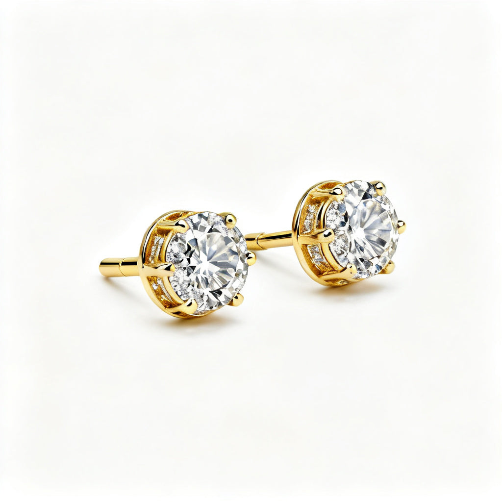 Lab-Grown Round Diamond Luxe Back Earrings - YG Side
