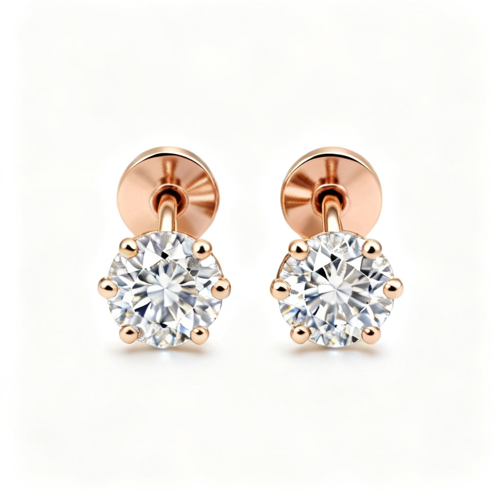 Lab-Grown Round Diamond Luxe Back Earrings - RG Front