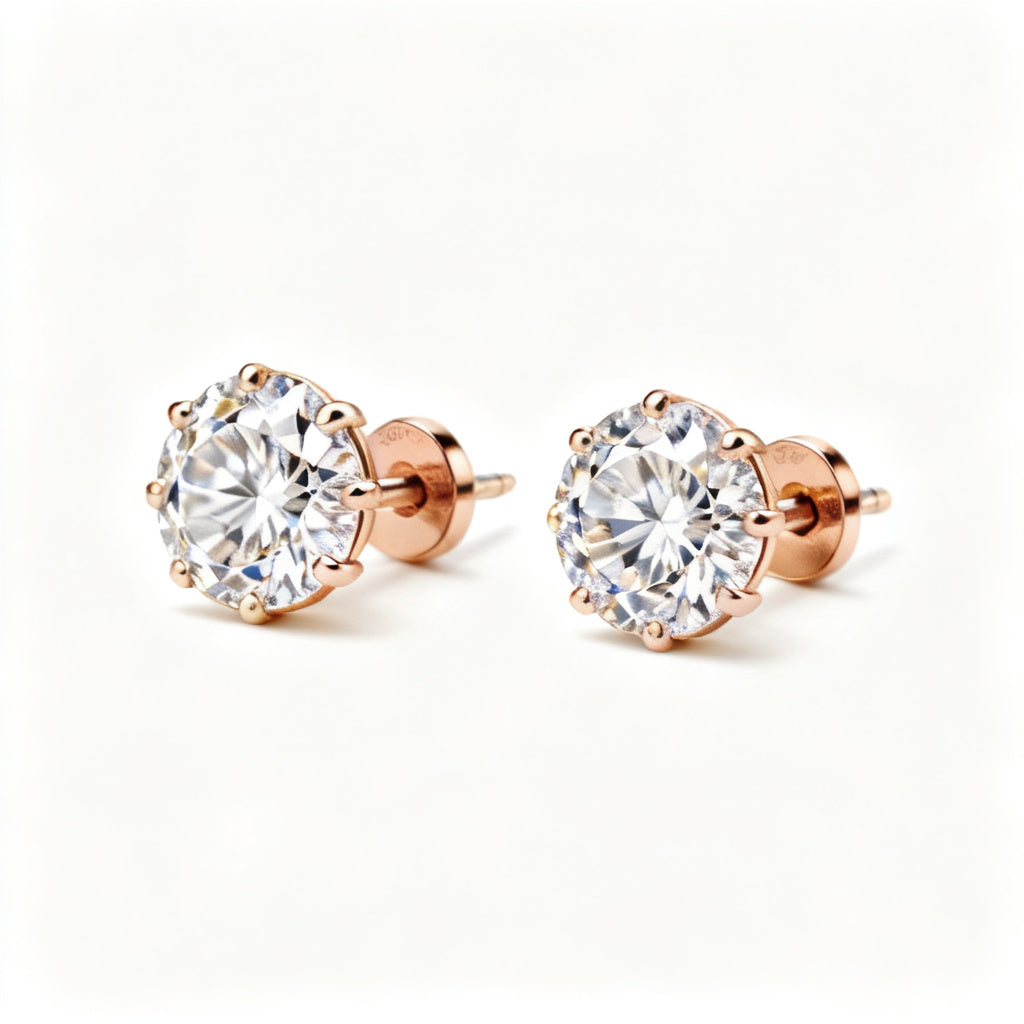 Lab-Grown Round Diamond Luxe Back Earrings - RG 45deg