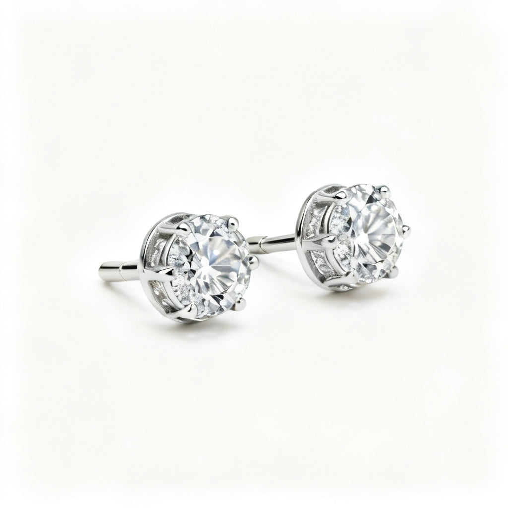 Lab-Grown Round Diamond Luxe Back Earrings - WG Side
