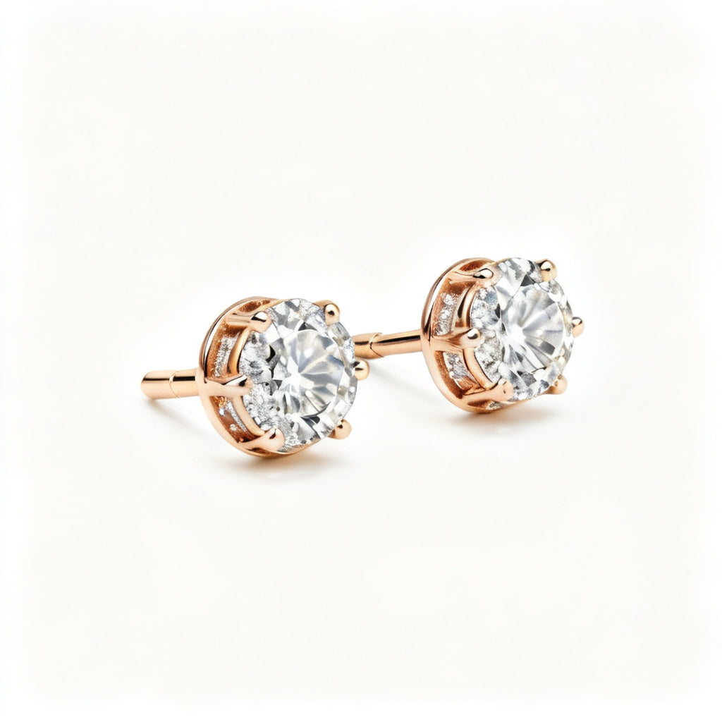 Lab-Grown Round Diamond Luxe Back Earrings - RG Side