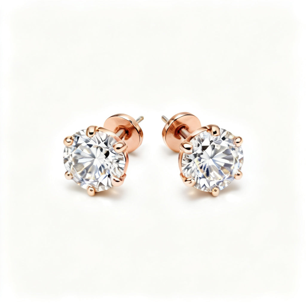 Lab-Grown Round Diamond Luxe Back Earrings - RG Overhead