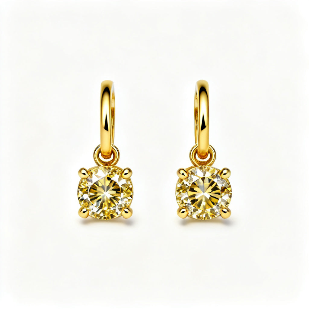 Lab-Grown Round Diamond Luxe Back Earrings - YG Front