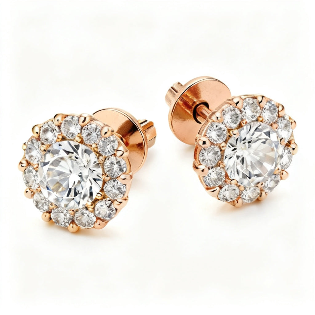 Lab-Grown Round Diamond Luxe Back Earrings - RG 45deg