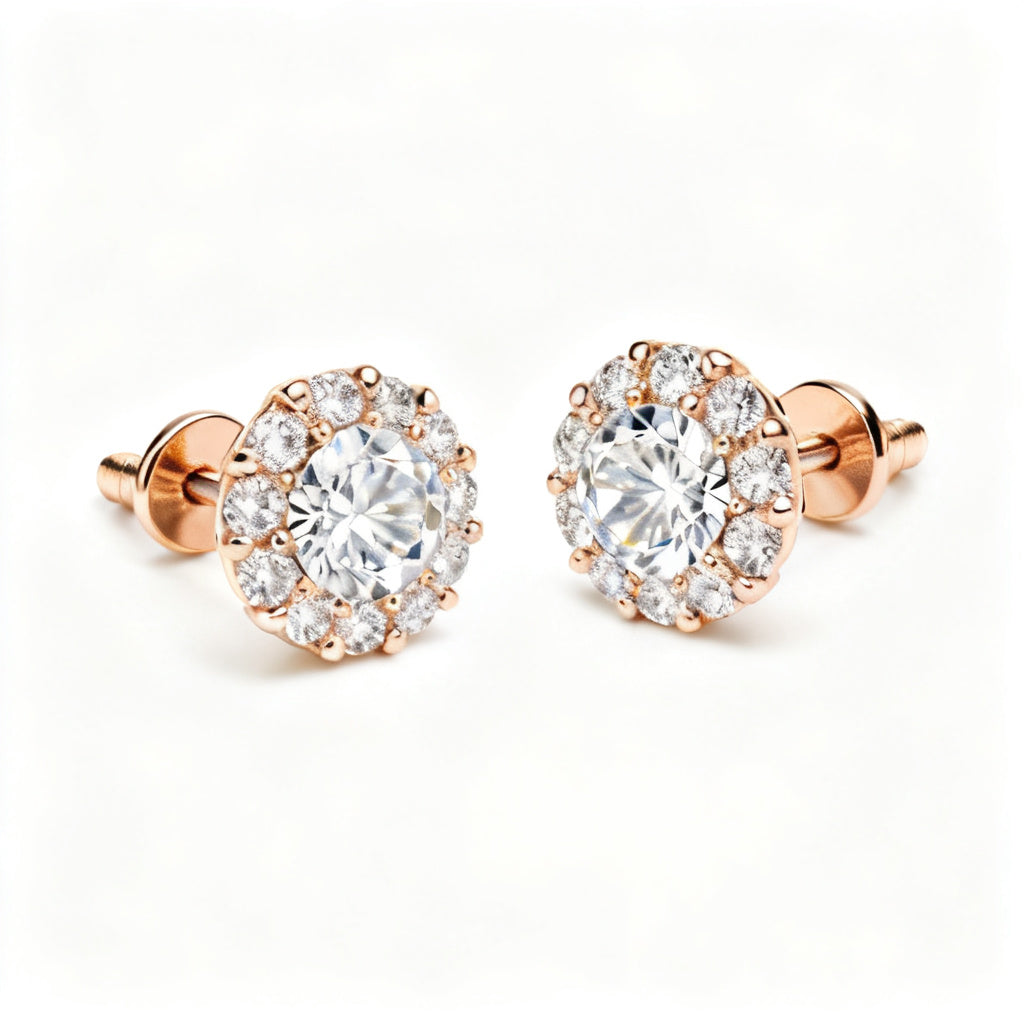 Lab-Grown Round Diamond Luxe Back Earrings - RG Overhead