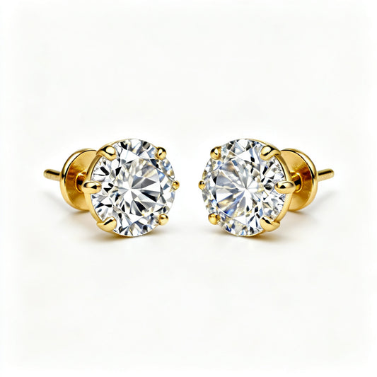 Lab-Grown Round Diamond Luxe Back Earrings - YG Front