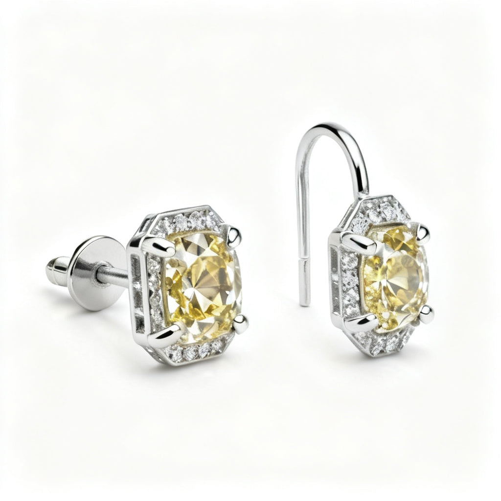 Lab-Grown Round Diamond Luxe Back Earrings - WG Side