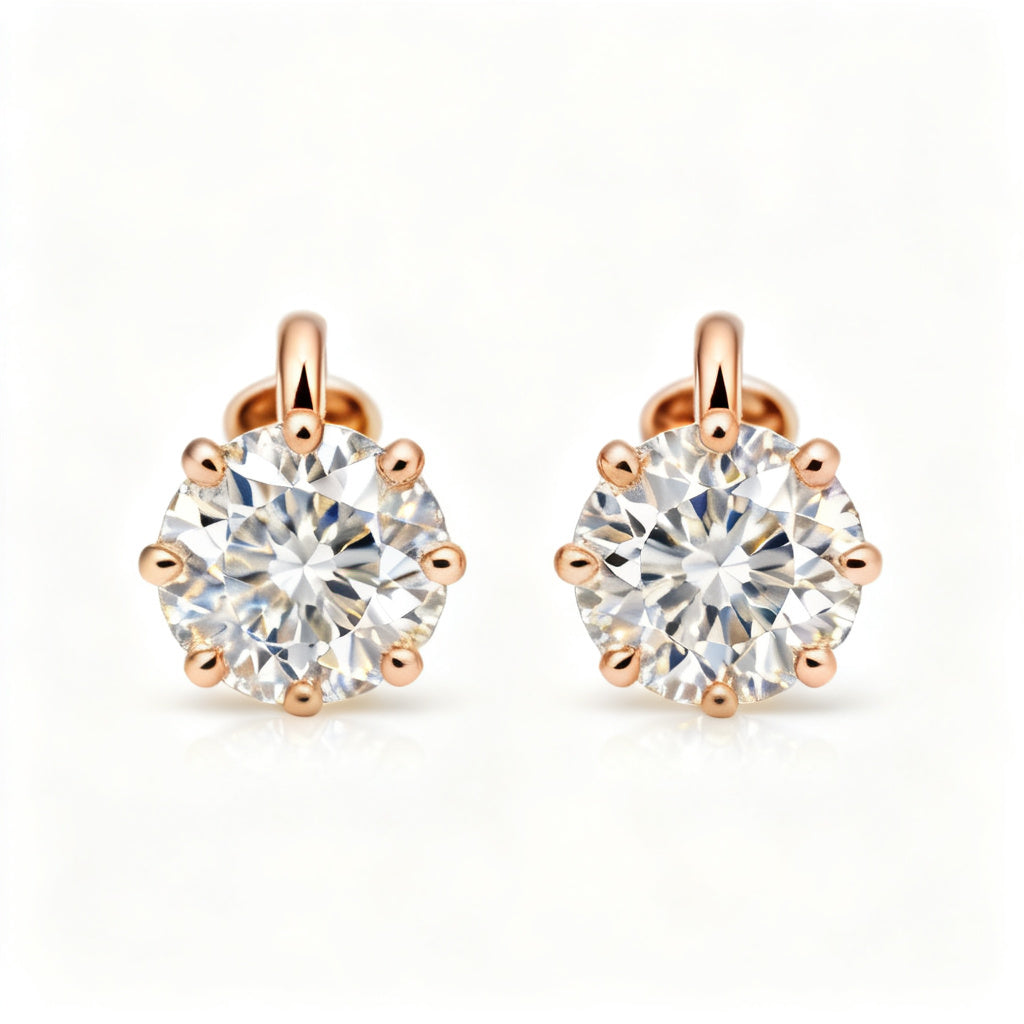 Lab-Grown Round Diamond Luxe Back Earrings - RG Front