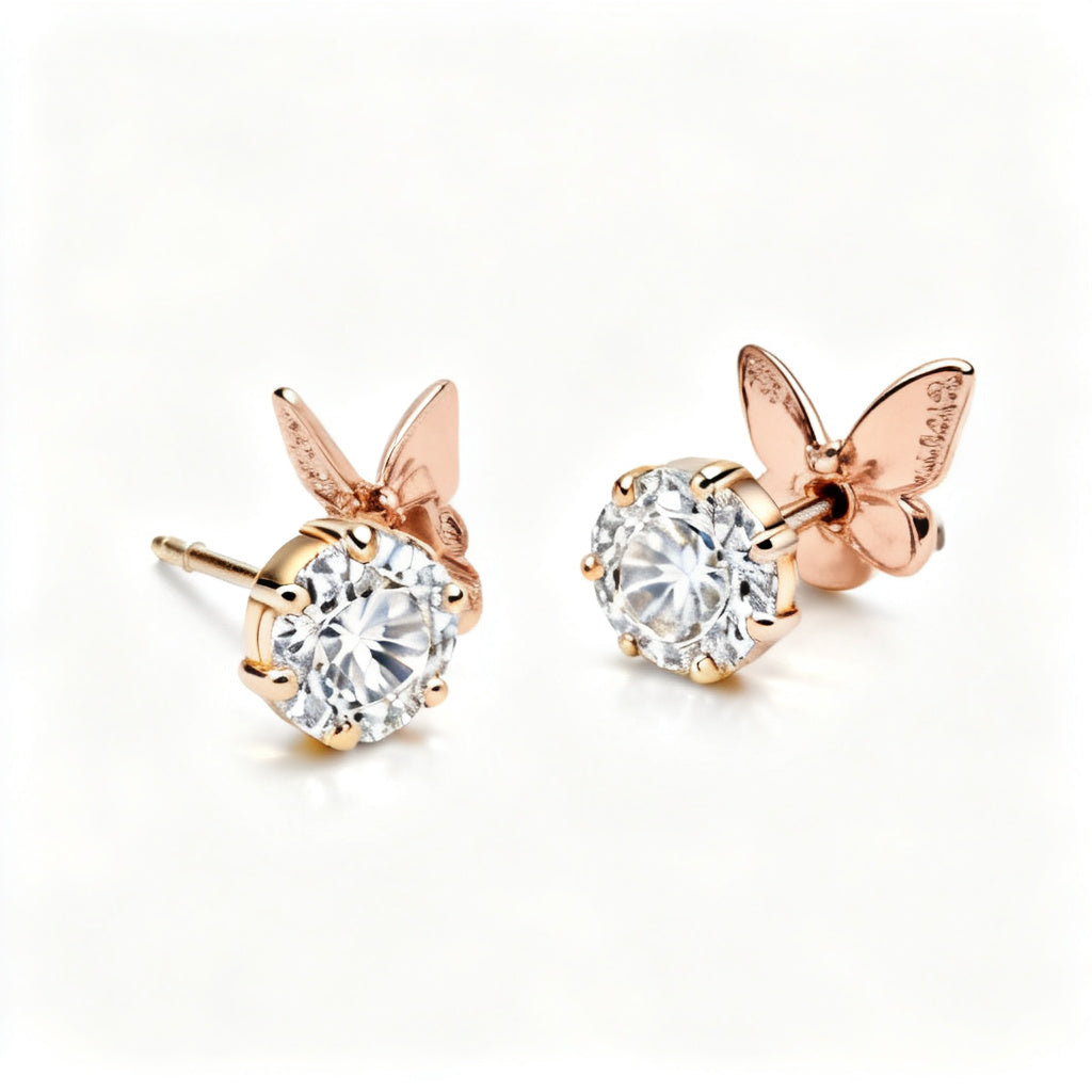 Lab-Grown Round Diamond Luxe Back Earrings - RG 45deg
