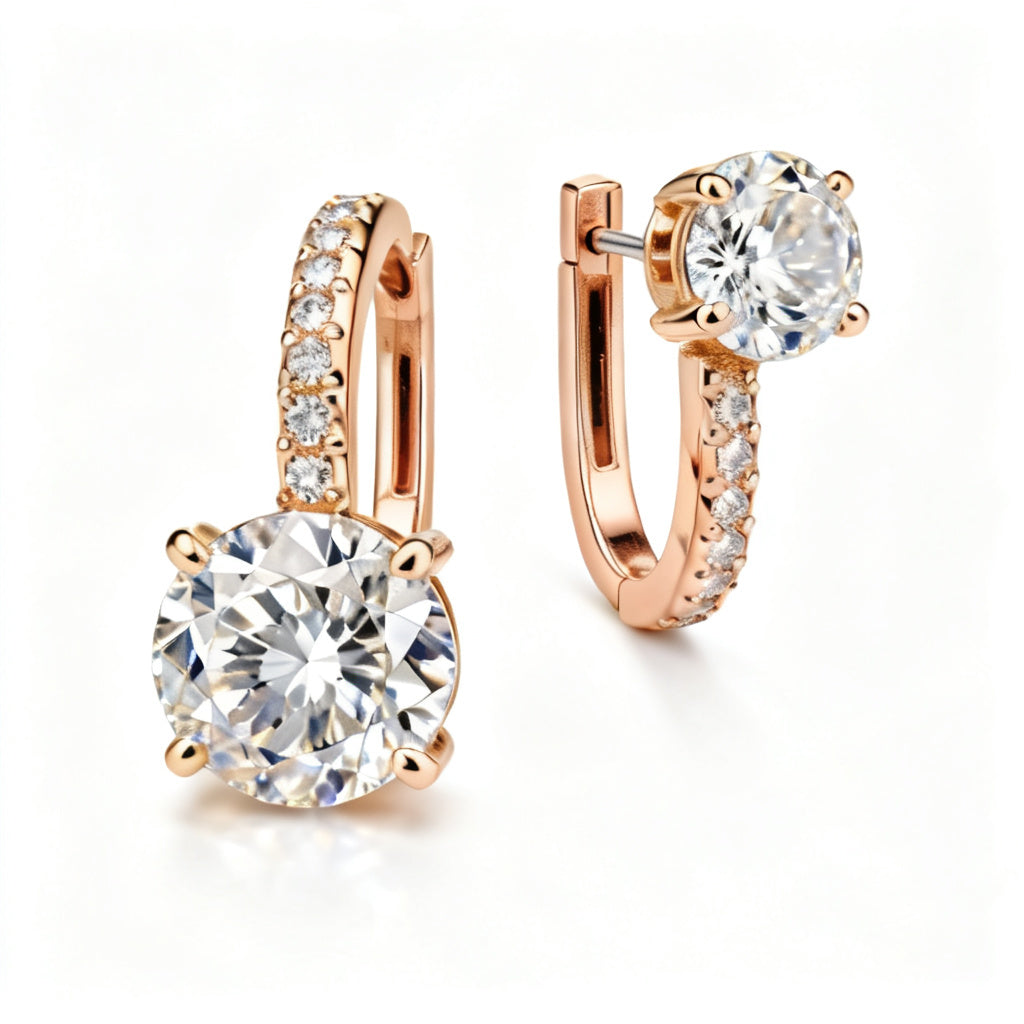 Lab-Grown Round Diamond Luxe Back Earrings - RG Side