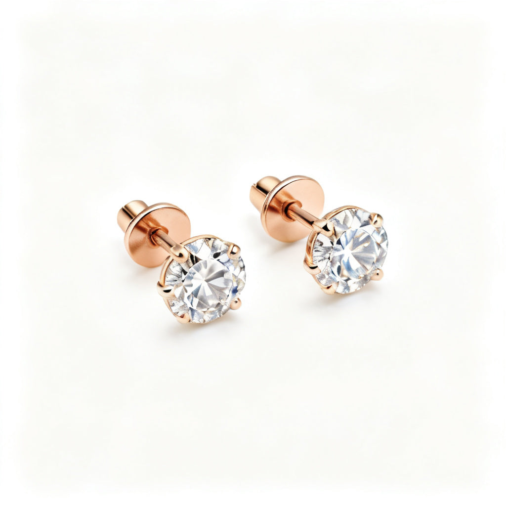 Lab-Grown Round Diamond Luxe Back Earrings - RG Overhead