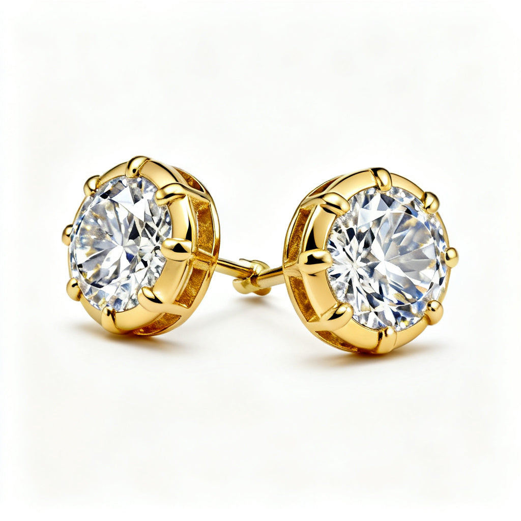 Lab-Grown Round Diamond Bold Back Earrings - YG Side