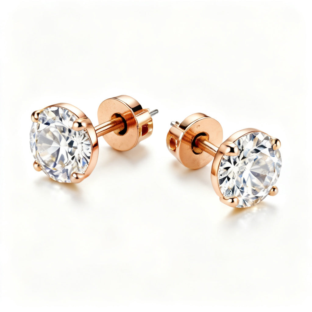 Lab-Grown Round Diamond Bold Back Earrings - RG 45deg