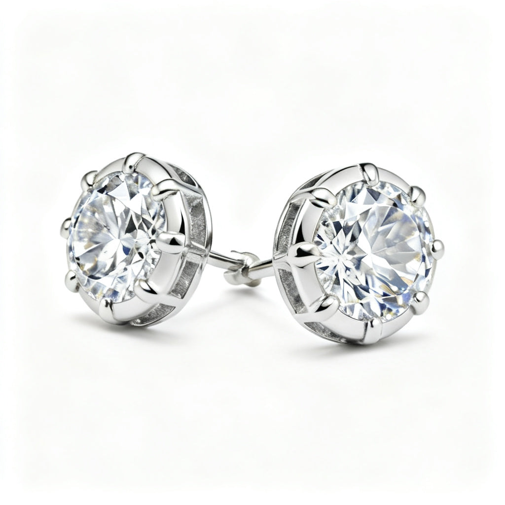 Lab-Grown Round Diamond Bold Back Earrings - WG Side