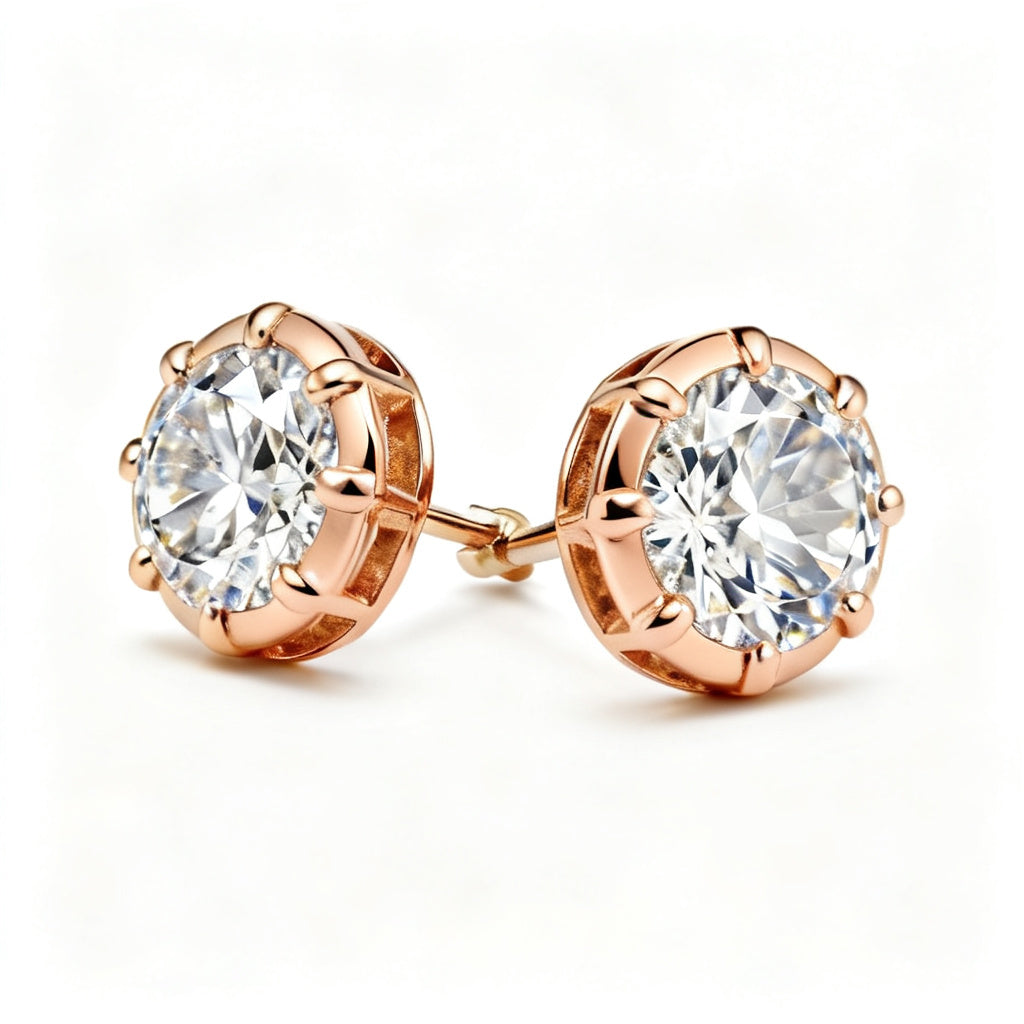Lab-Grown Round Diamond Bold Back Earrings - RG Side