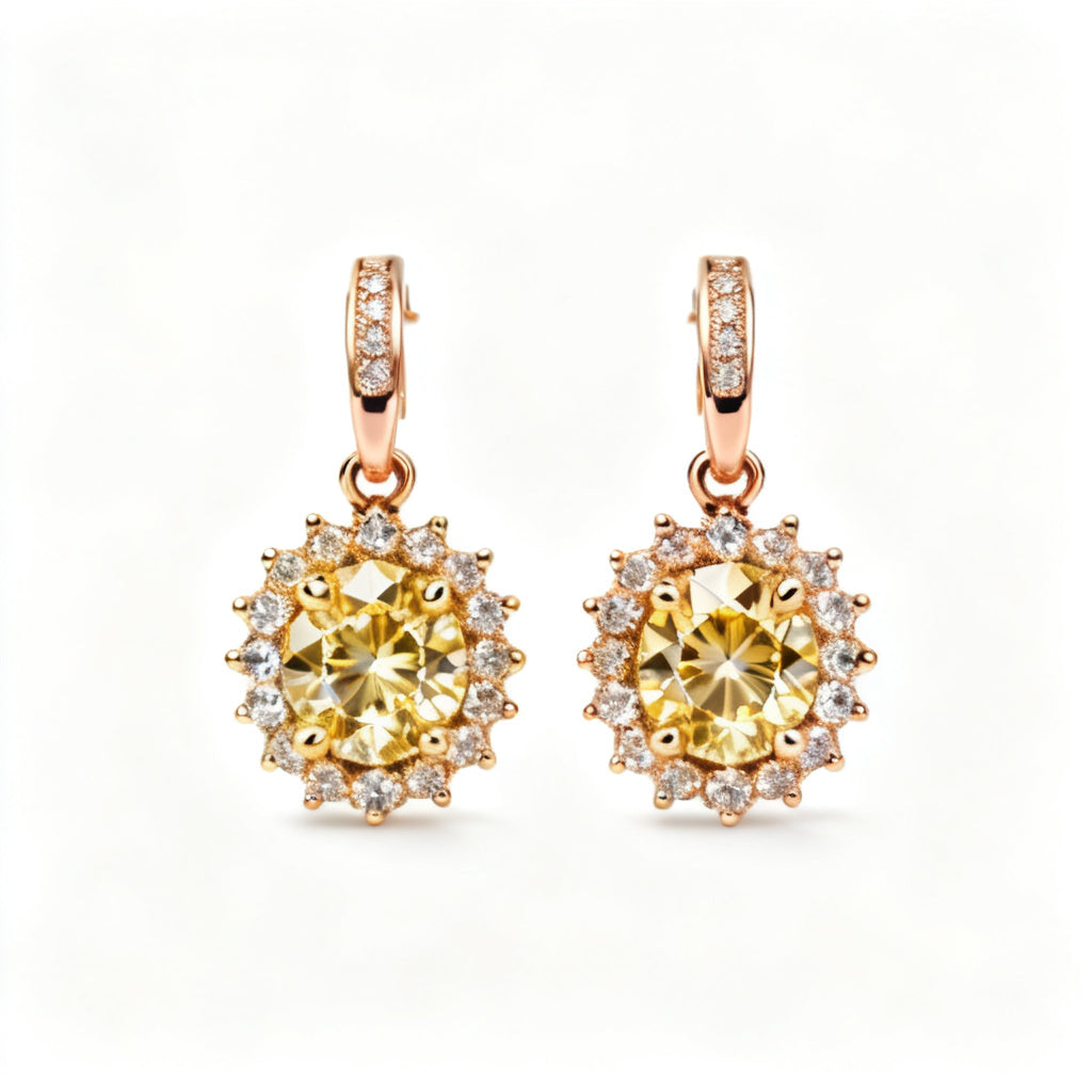 Emerald & Round Diamond Statement Back Earrings - RG Front