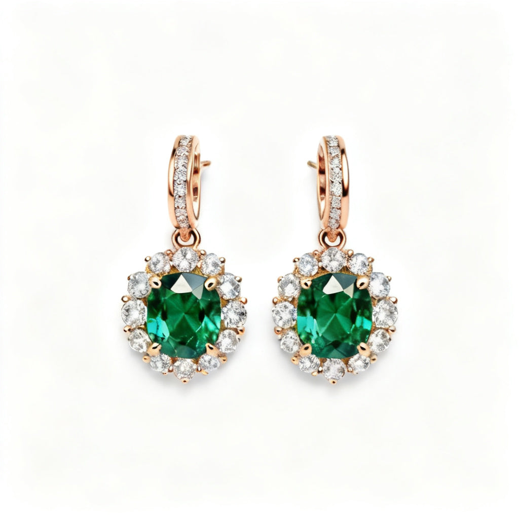 Emerald & Round Lab-Grown Diamond Statement Back Earrings - RG Overhead