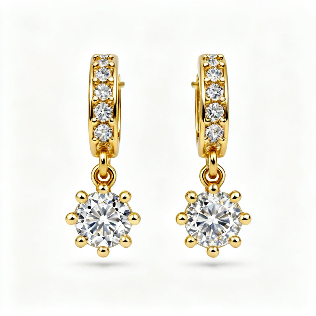 Oval & Round Lab-Grown Diamond Statement Back Earrings - YG Front