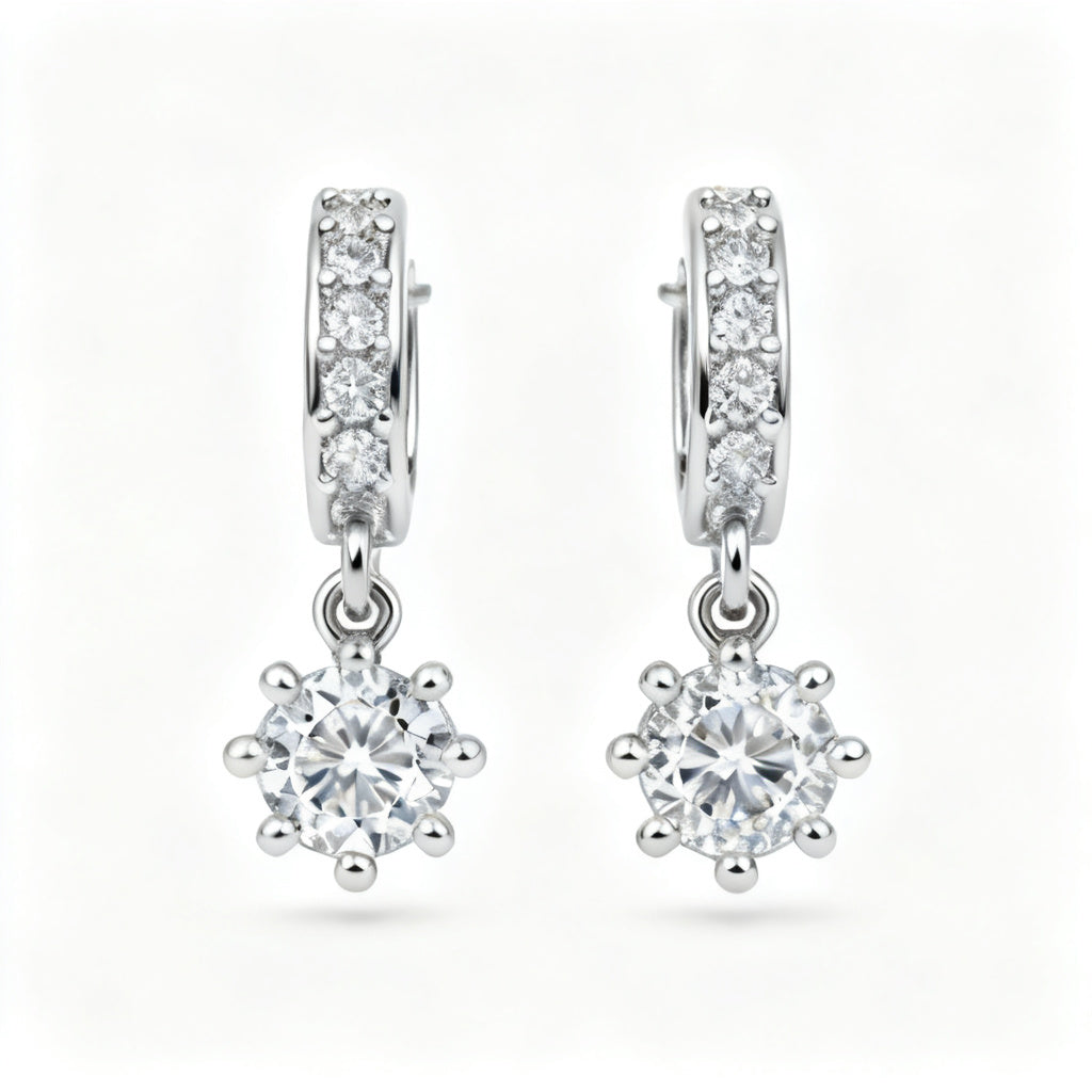 Oval & Round Lab-Grown Diamond Statement Back Earrings - WG Front
