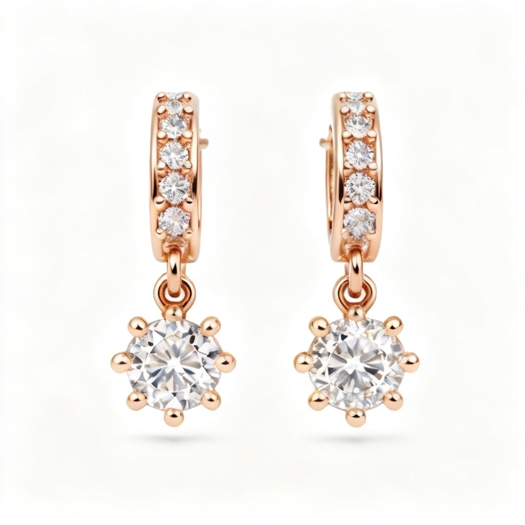 Oval & Round Lab-Grown Diamond Statement Back Earrings - RG Front