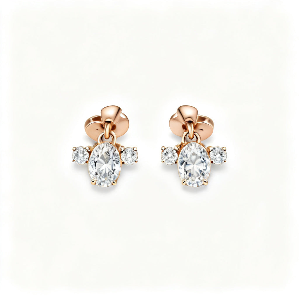 Oval & Round Lab-Grown Diamond Statement Back Earrings - RG Overhead