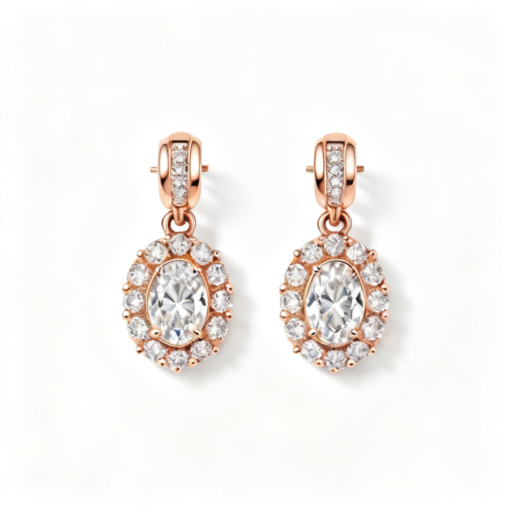 Oval & Round Lab-Grown Diamond Statement Back Earrings - RG Overhead