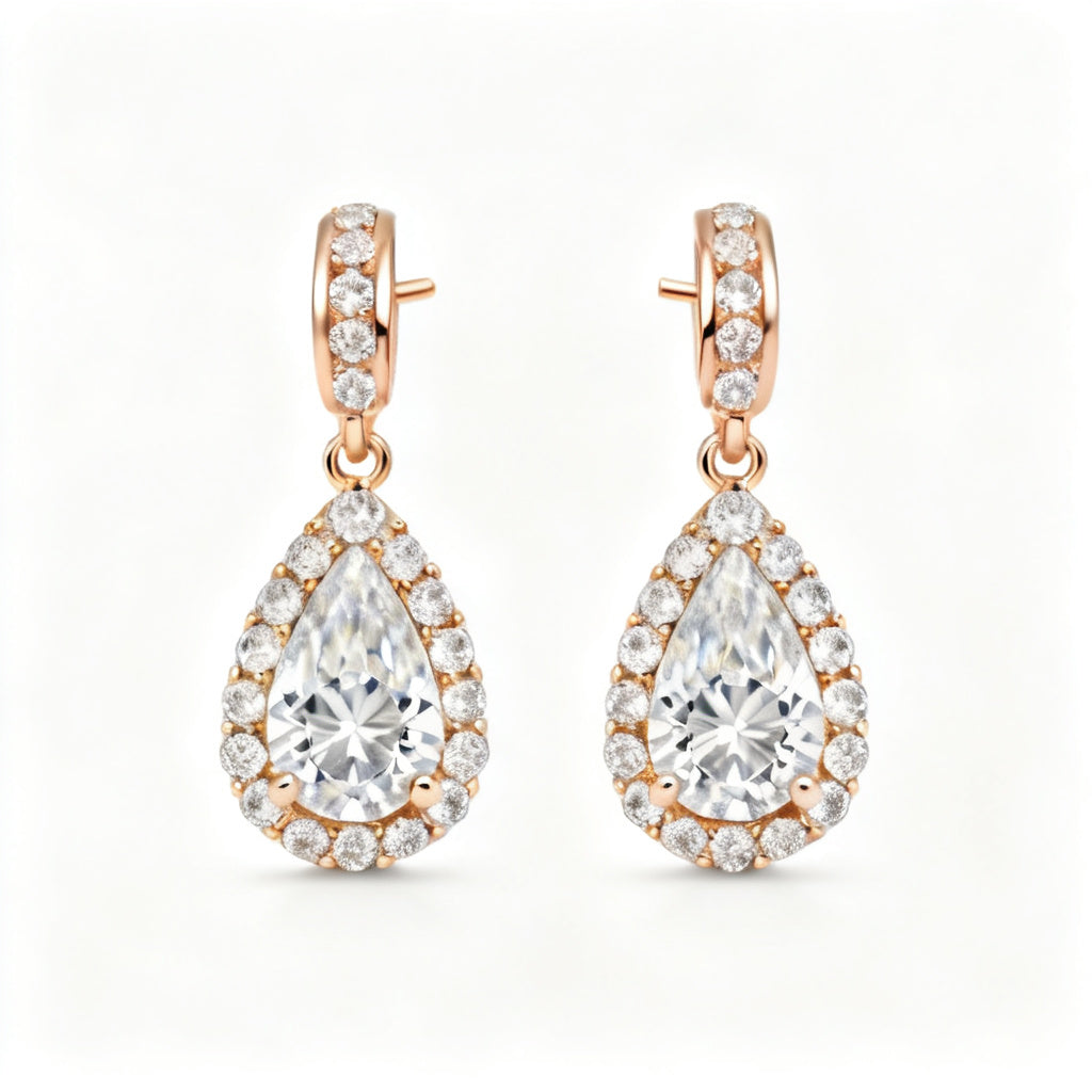 Pear & Round Lab-Grown Diamond Luxe Back Earrings - RG Front
