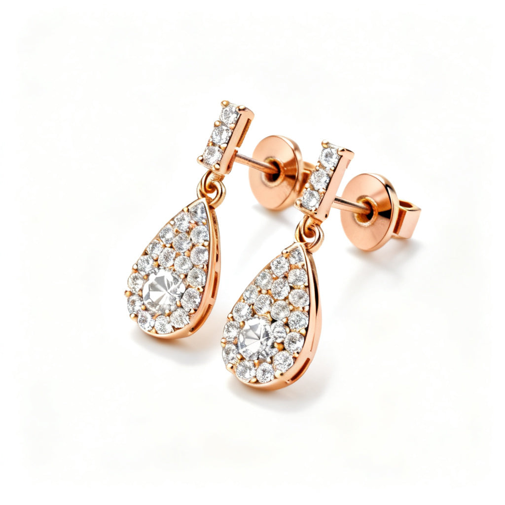 Pear & Round Lab-Grown Diamond Luxe Back Earrings - RG 45deg
