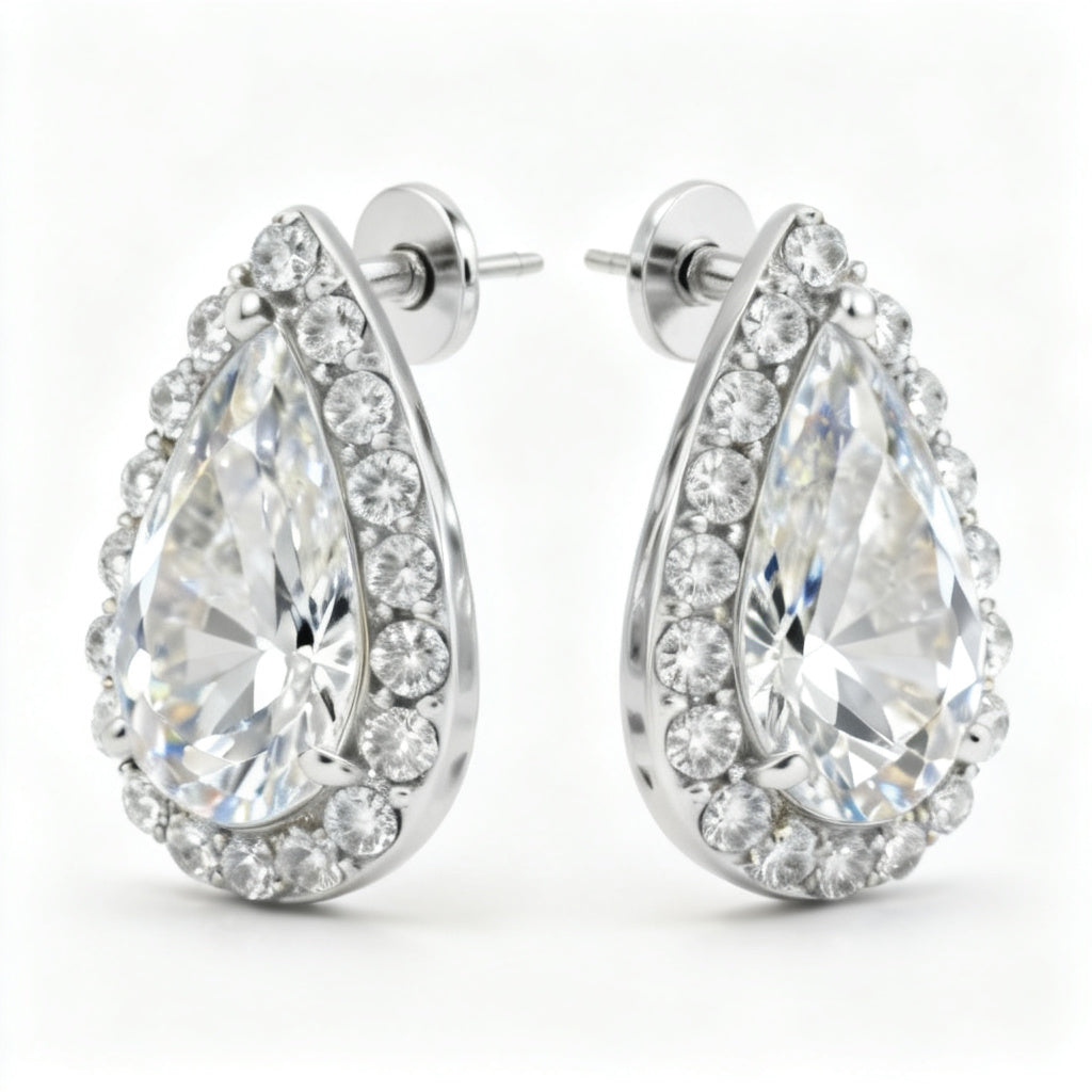 Pear & Round Lab-Grown Diamond Luxe Back Earrings - WG Side
