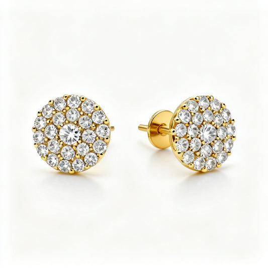 Lab-Grown Round Diamond Luxe Back Earrings - YG Front