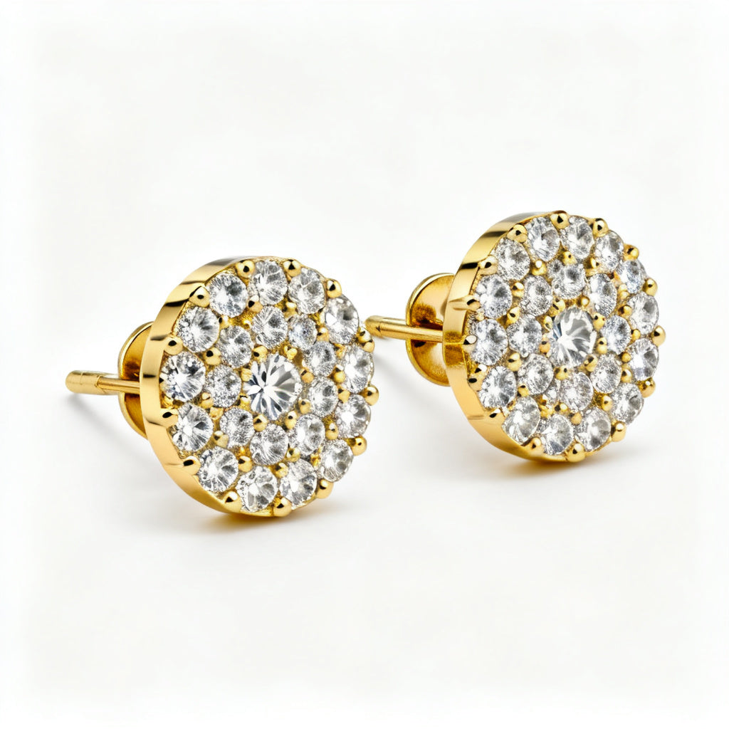 Lab-Grown Round Diamond Luxe Back Earrings - YG Side