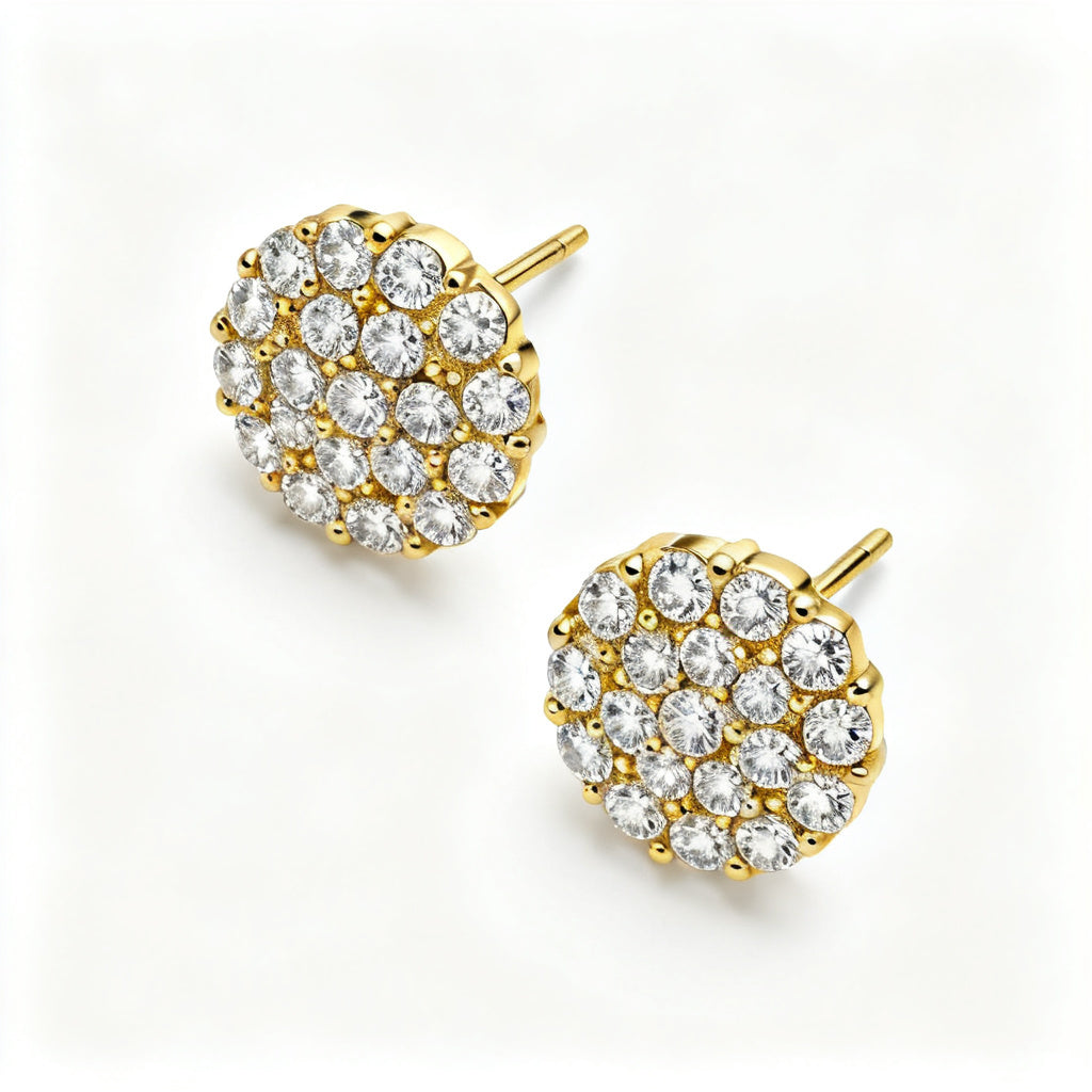 Lab-Grown Round Diamond Luxe Back Earrings - YG Overhead
